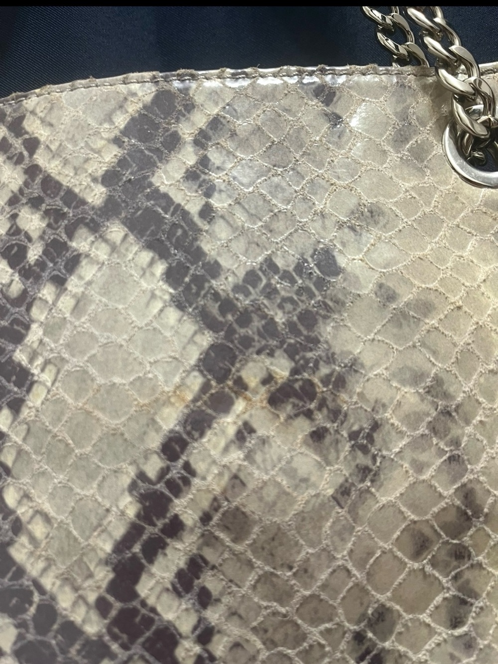 Python-Embossed Shoulder Bag in Metallic Gray - Picture 4 of 5